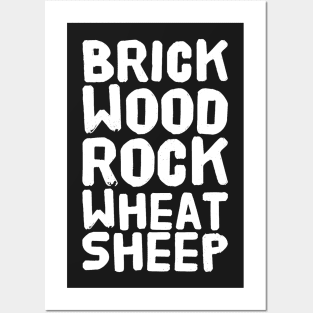 Brick Wood Rock Wheat Sheep Posters and Art